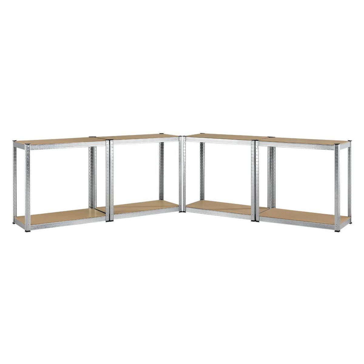LAGERREGAL Easy verzinkt 160x80x40 cm (2er-Set) - Silberfarben, Metall (80/160/40cm) - Juskys