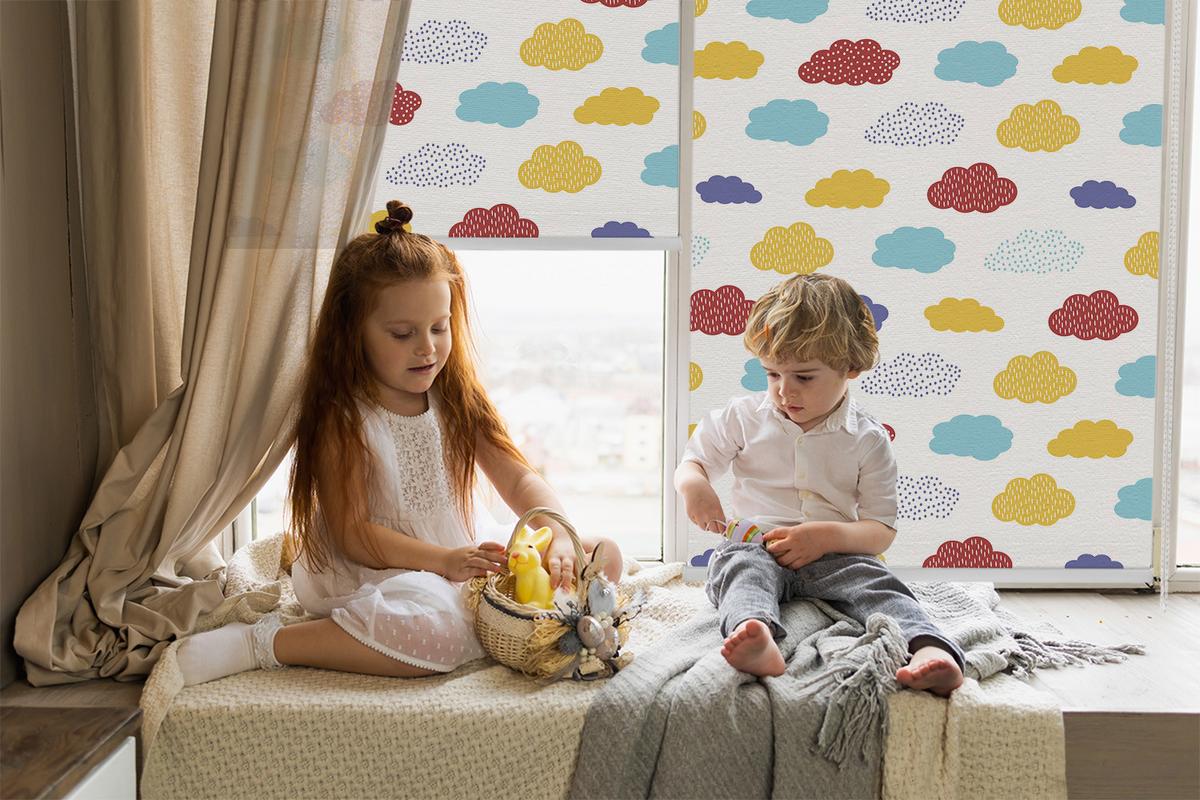 INNENROLLO - Fensterrollo - Rollo - 60x40 cm - Bunte Wolken - Gelb, Kunststoff (60/140/0.5cm) - TULUP