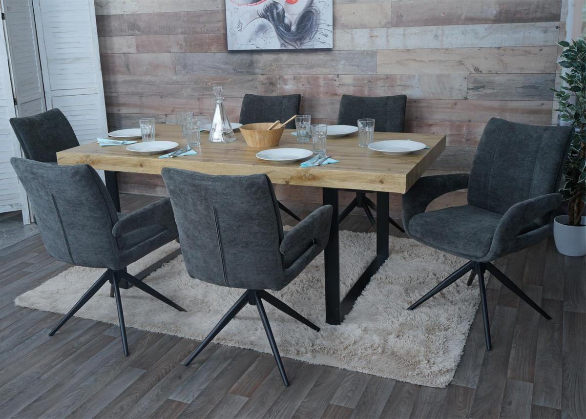 ESSZIMMERSTUHL Grau 6er-Set - Dunkelgrau/Grau, Textil (60/90/60cm) - MCW