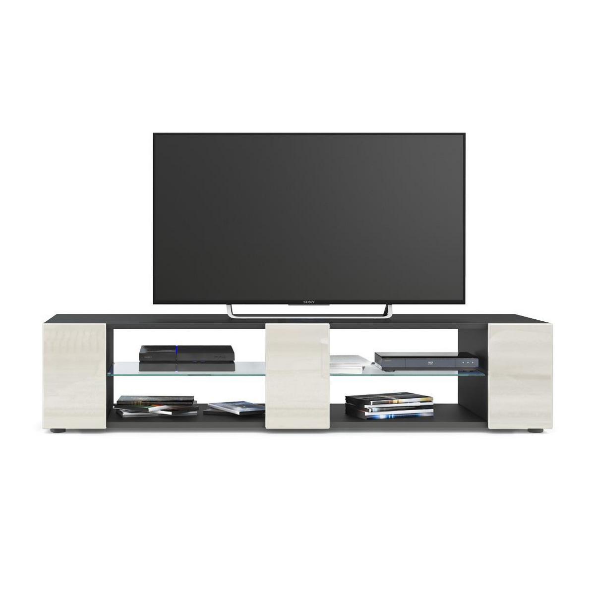 LOWBOARD Movie Fronten in Creme Hochglanz - Creme, Holzwerkstoff (135/30/39cm) - Vladon