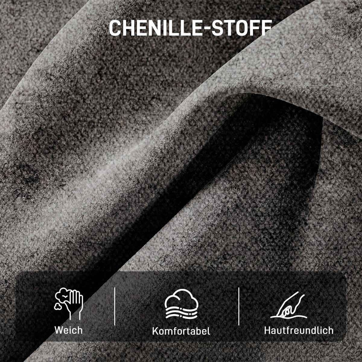 SESSEL Chenille Schaumstoff Dunkelgrau - Dunkelgrau/Schwarz, Textil/Metall (72/96/92cm) - HOMCOM
