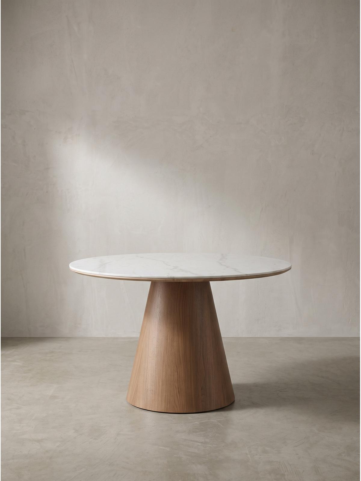ESSTISCH LOVRAN, Sinterstein, Weiß-Braun, Ø 120 x 75 cm - Braun, Holzwerkstoff/Metall (120/120/75cm) - KADIMA DESIGN