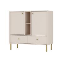 KOMMODE TORINO 100/95/41 cm mit 2 Schubladen 2 Türen Beige - Beige, Holzwerkstoff (100/95/41cm) - MASSENO