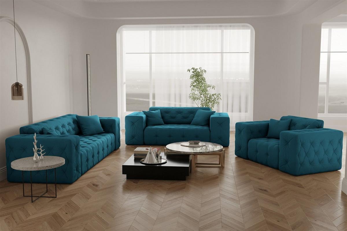 ECKSOFA Chantal - Blau, Holzwerkstoff/Textil (246/246cm) - Fun Möbel