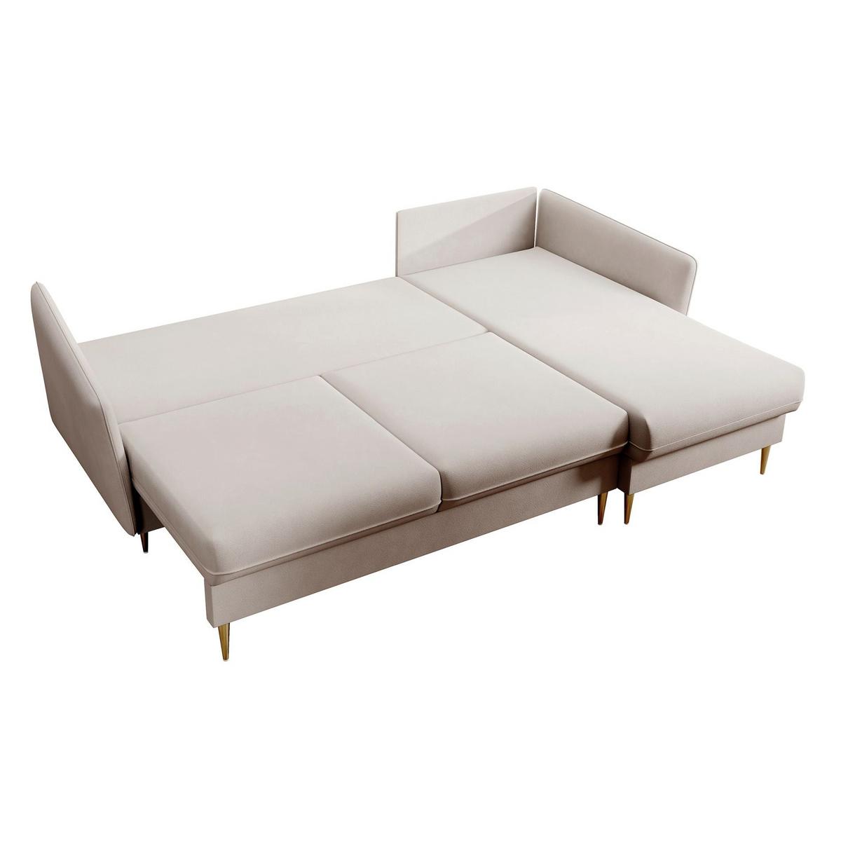 ECKSOFA Volio Beige Samt 223 cm - Beige/Goldfarben, Textil/Metall (223/145cm) - Selsey