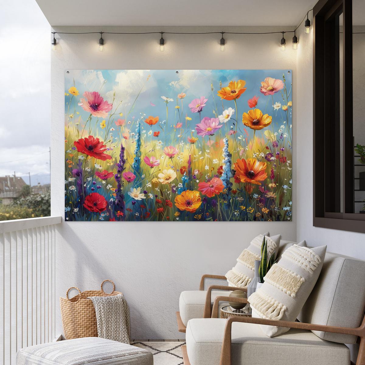 GARTENPOSTER Blumen - Natur - Botanik - Kunst Poster für draußen 180x120 cm - Hellblau, Kunststoff (180/120/0.2cm) - OnlyWow