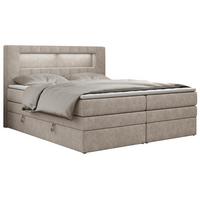 BOXSPRINGBETT GOLD-5 KING LED 200/200 Beige Struktur - H3 - Beige, Holz/Textil (200/200cm) - MKS