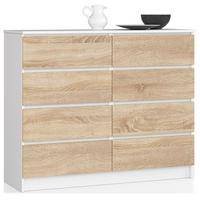 KOMMODE Weiß, Eiche Sonoma 99/120/40 - Weiß, Holzwerkstoff (120/99/40cm) - RAUMHIRSCH FURNITURE