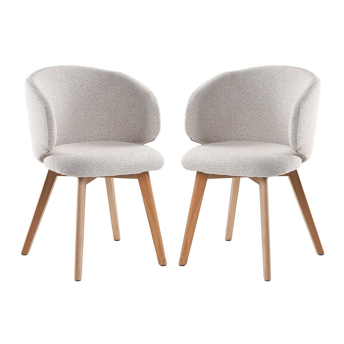 STÜHLE 2er?Set aus stoff und massive Holzfüße 60/55/79 cm - Beige, Textil (55/79/63.5cm) - Calicosy