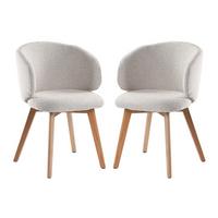 STÜHLE 2er?Set aus stoff und massive Holzfüße 60/55/79 cm - Beige, Textil (55/79/63.5cm) - Calicosy