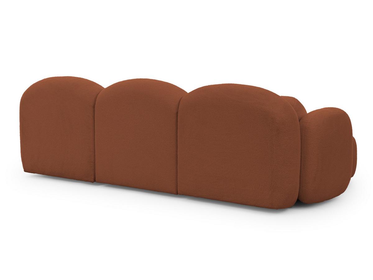 WOHNLANDSCHAFT Nuvola mit abgerundetem Design Terrakotta Bouclé-Stoff - Terracotta/Schwarz, Holz/Kunststoff (268/80/146cm) - S-Style Möbel