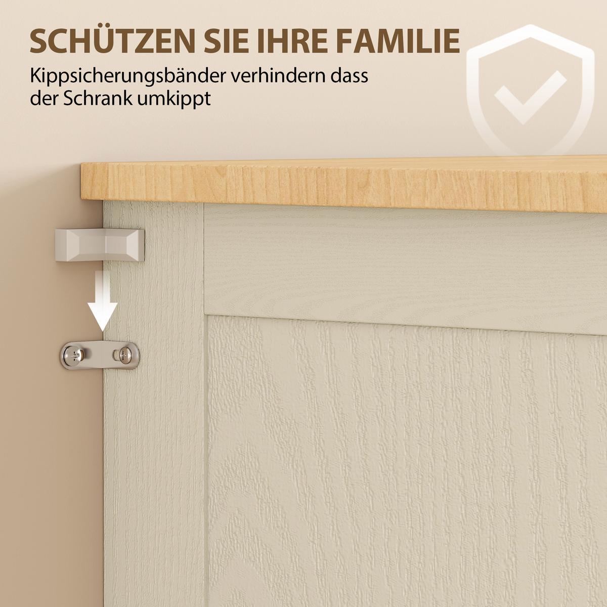 KÜCHENSCHRANK MDF Cremeweiß - Creme/Schwarz, Holzwerkstoff/Metall (40/182.5/76cm) - HOMCOM