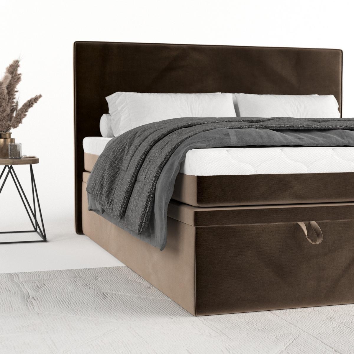 BOXBETT Zalla 140/200 cm Braun im Paros Stoff - Schwarz/Braun, Holz/Holzwerkstoff (140/200cm) - AltaBeds