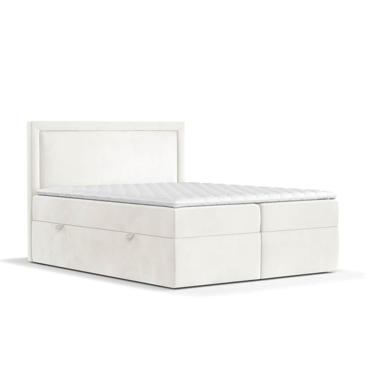 BOXBETT Jodan 120/200 cm Creme im Magic Velvet Stoff - Creme/Schwarz, Holz/Holzwerkstoff (120/200cm) - AltaBeds