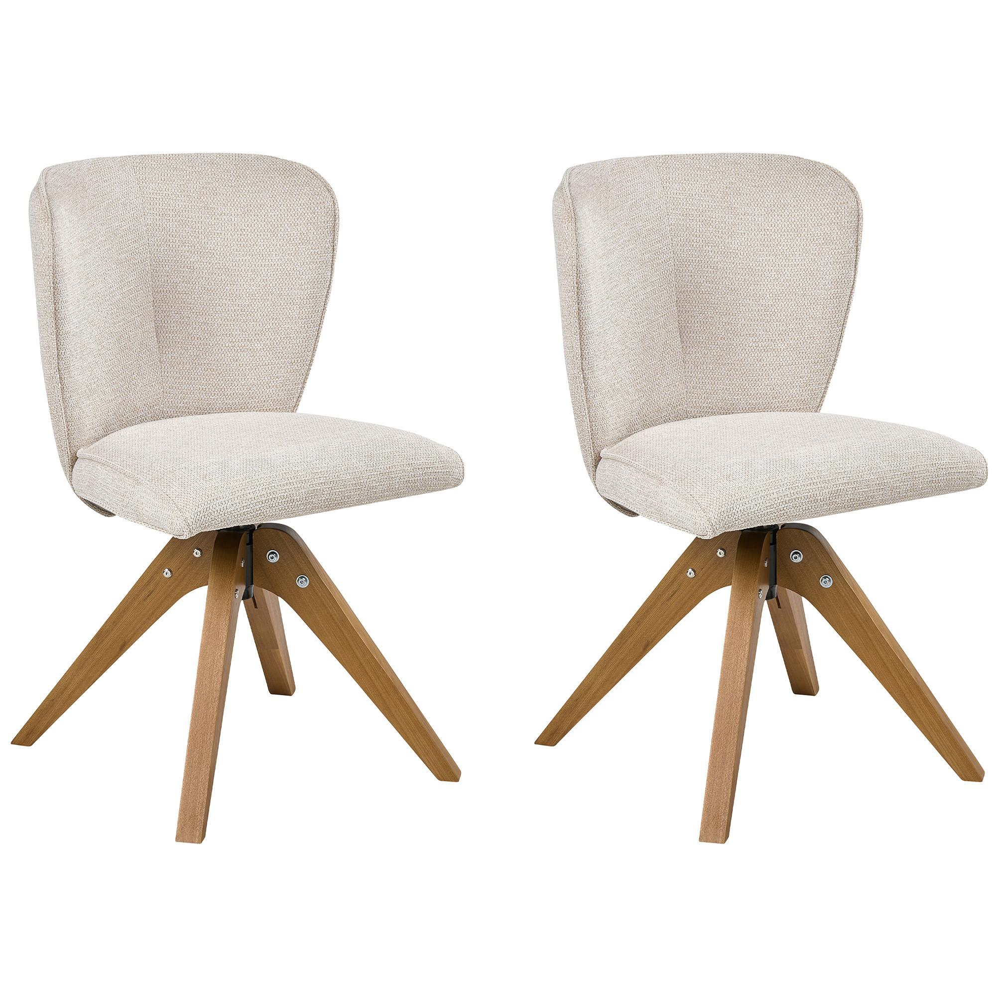 ESSZIMMERSTUHL 2er-Set drehbar Stoff Hellbeige Coso - Beige, Textil (64/84/64cm) - Beliani