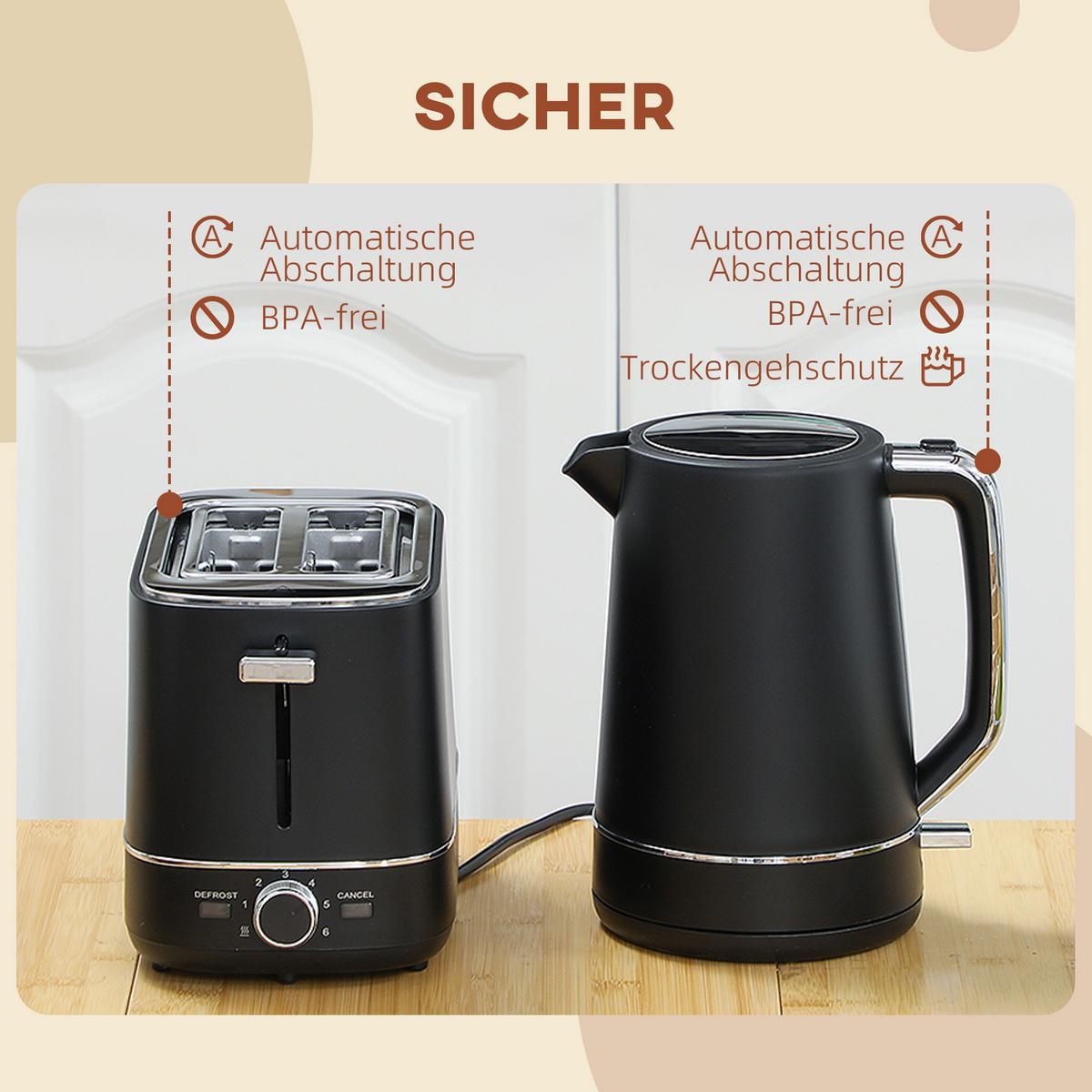 KOCHER-TOASTER-SET Stahl Kunststoff Schwarz - Schwarz, Kunststoff (16/24.3/21.2cm) - HOMCOM