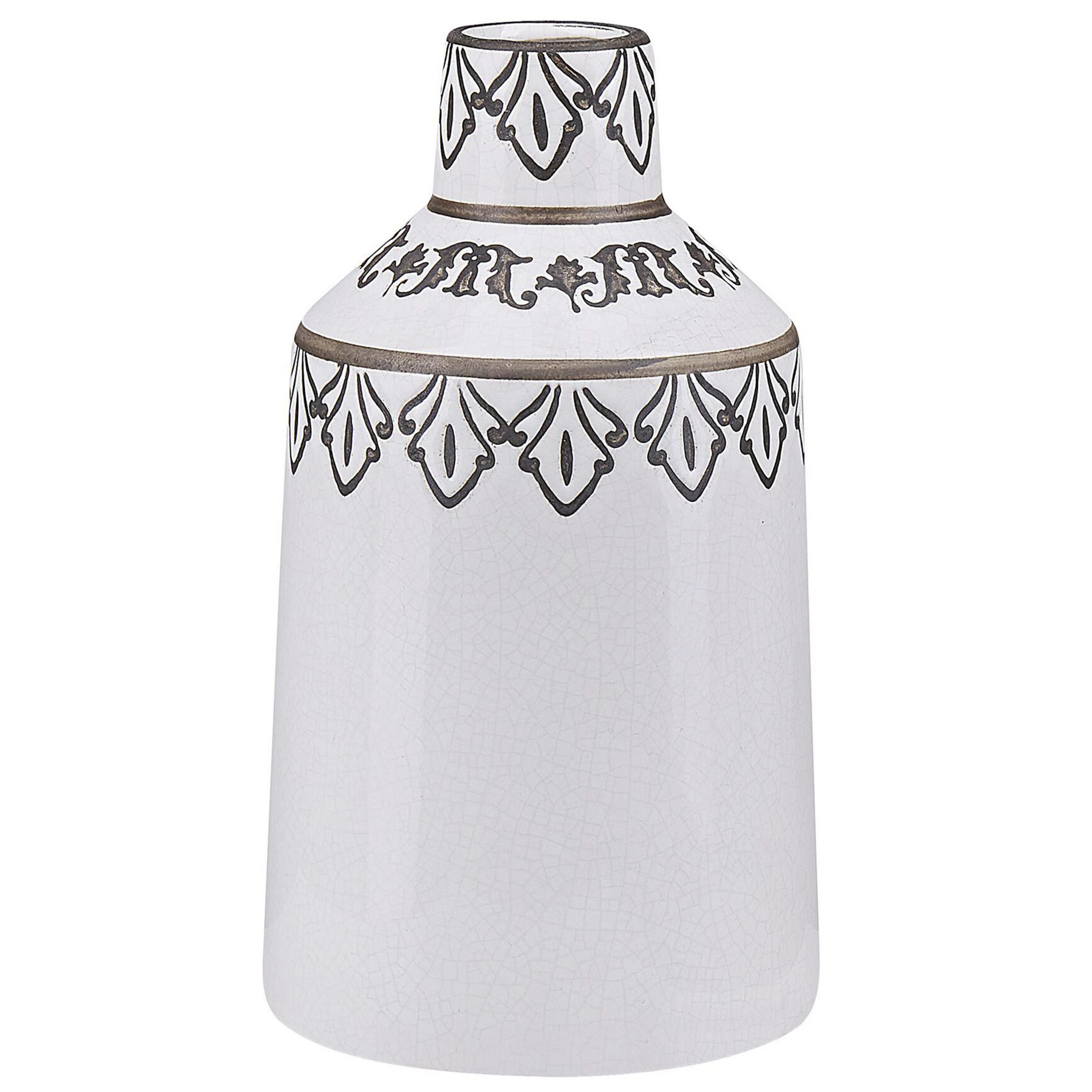BLUMENVASE Steinzeug weiß Amisos - Weiß, Stein (25cm) - Beliani