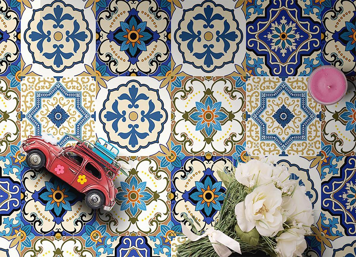 VINYL TEPPICH 120x180 cm Portugiesische Kacheln - Blau, Kunststoff (120/180cm) - TULUP
