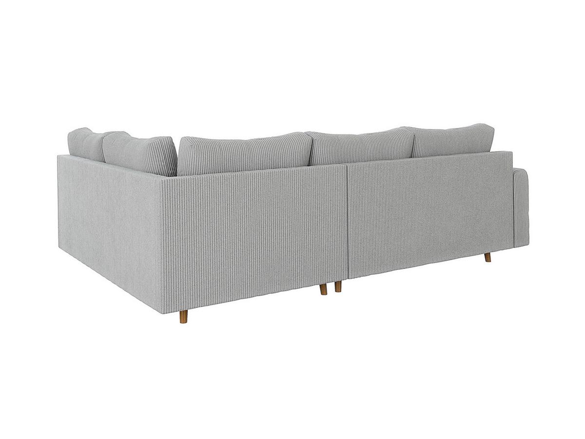 ECKSOFA Alma Hellgrau Cord - Ottomane rechts - Hellgrau/Braun, Holz/Textil (231/161cm) - S-Style Möbel