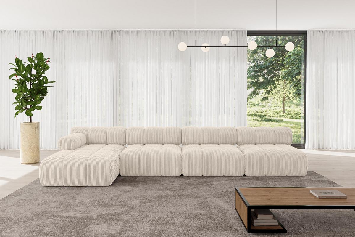 ECKSOFA modulares Sofa Razon-L3 - 380x160x70 cm Beige Cord - Beige, Holzwerkstoff/Textil (380/160cm) - ALTDECOR