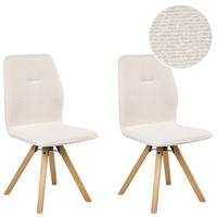 ESSZIMMERSTUHL 2er-Set drehbar Bouclé Cremeweiß Alkali - Weiß, Textil (64/94/63cm) - Beliani
