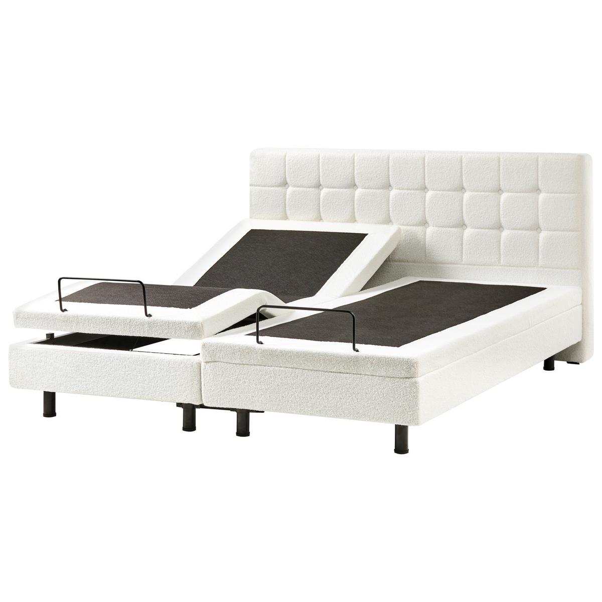 BETT verstellbar 180/200 cm Bouclé Cremeweiß Duke - Creme, Textil (180/200cm) - Beliani