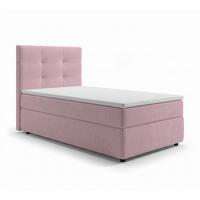 BOXBETT SAKARYA 80x200 cm mit Bettkasten und Matratze - Rosa + TOPPER - Schwarz/Rosa, Holz/Holzwerkstoff (80/200cm) - AX Living