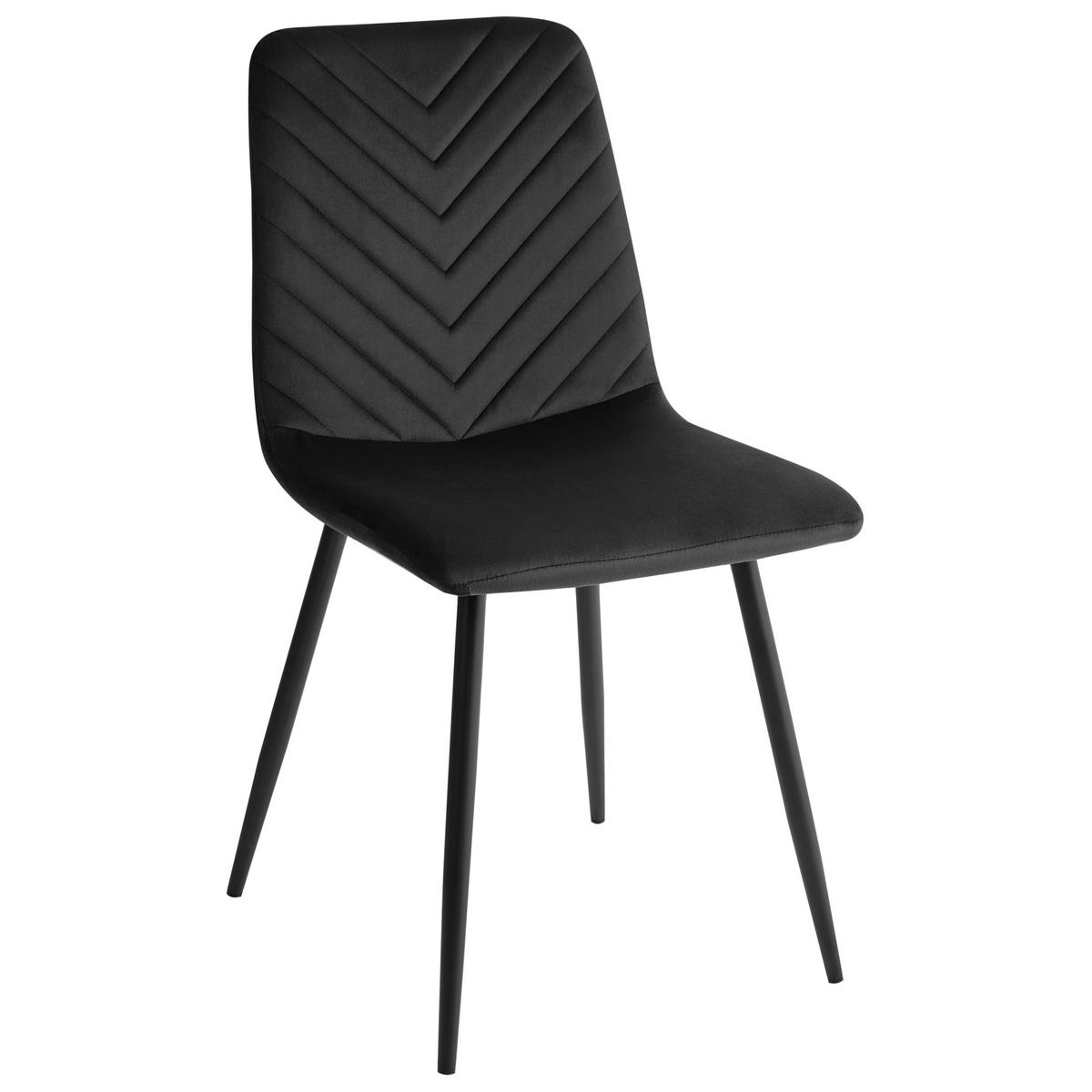ESSZIMMERSTUHL 4er-Set Samtstoff Schwarz Havre - Schwarz, Textil (45/88/62cm) - Beliani
