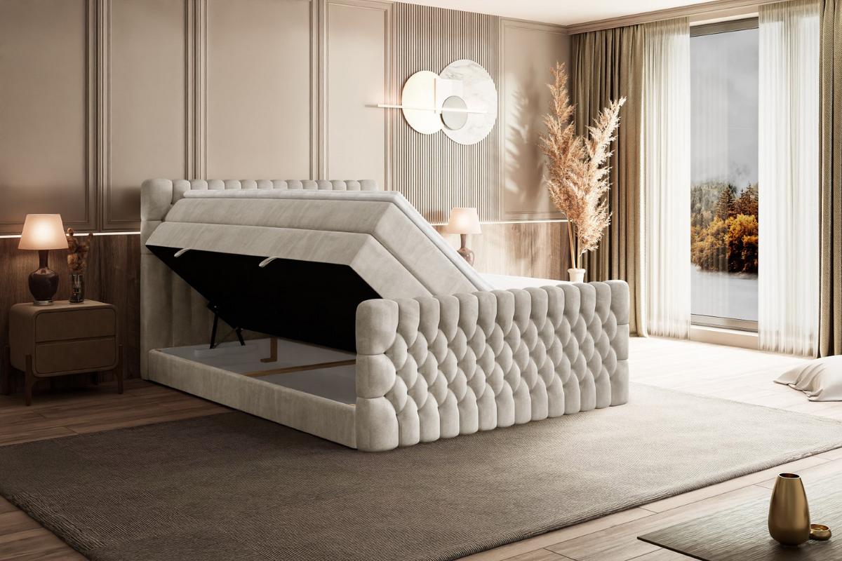 BOXSPRINGBETT SERENE-Z KING - 120 x 200 - H3/H4 - Ecru - Ecru, Holzwerkstoff (120/200cm) - ALTDECOR
