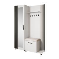 GARDEROBENSCHRANK Livia mit Aufhängern und Spiegel, Weiß, rechts - Schwarz, Holzwerkstoff (137/207/42cm) - Beautysofa