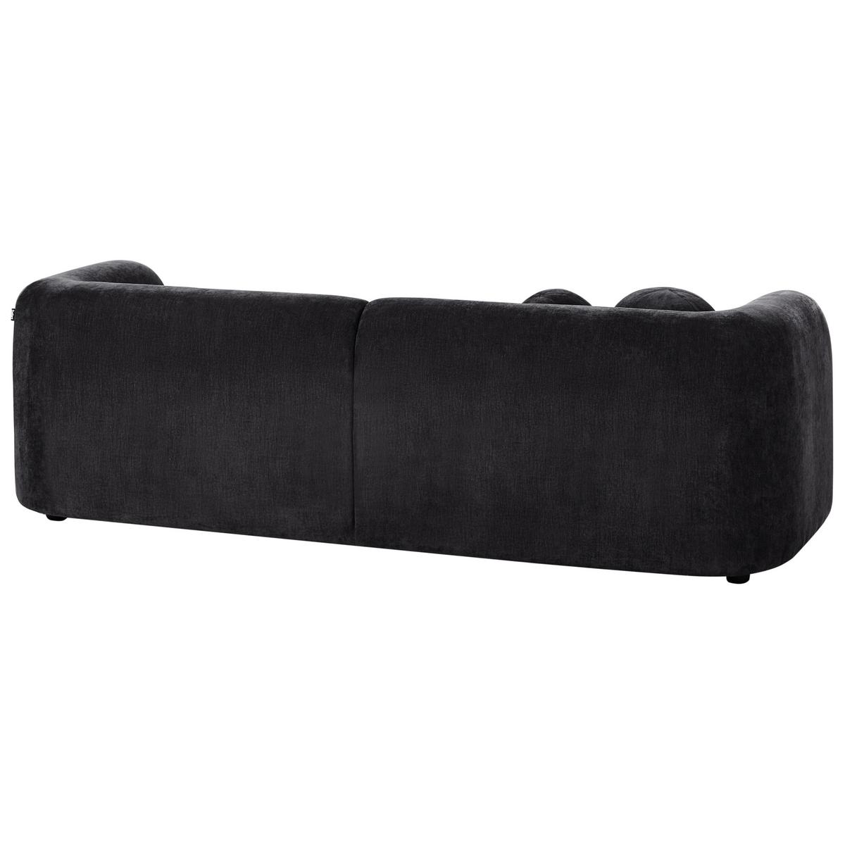 3-SITZER-SOFA Chenillegewebe Schwarz Leiren - Schwarz, Textil (224/68/87cm) - Beliani