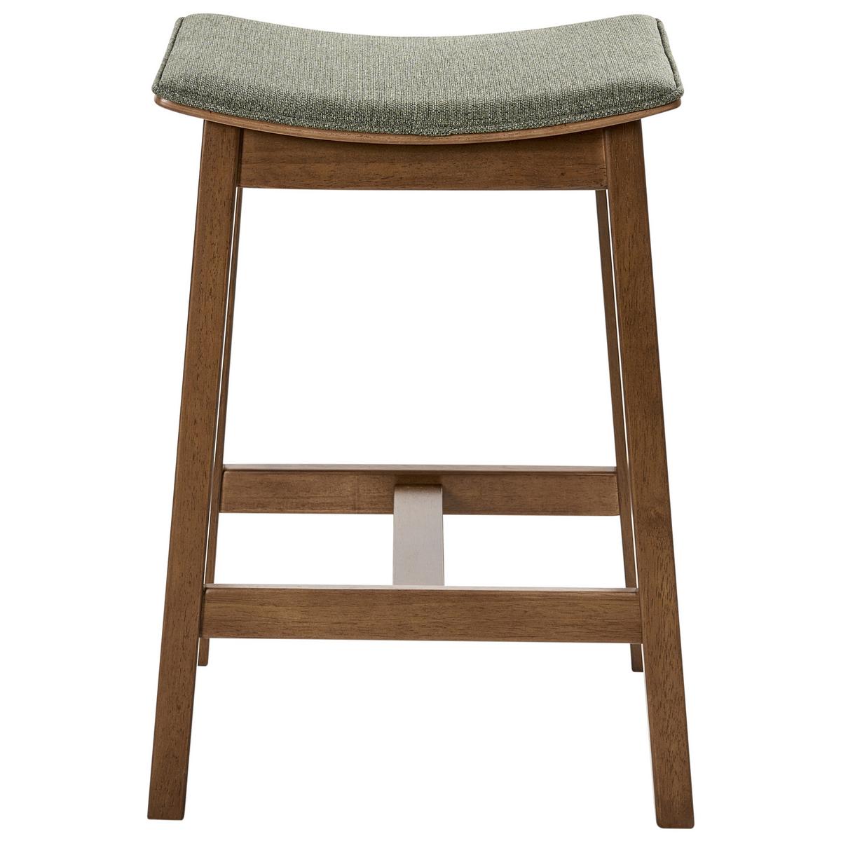 BARHOCKER 2er-Set Dunkelbraun/Grün Dixon - Dunkelbraun/Grün, Holz (45/63/39cm) - Beliani