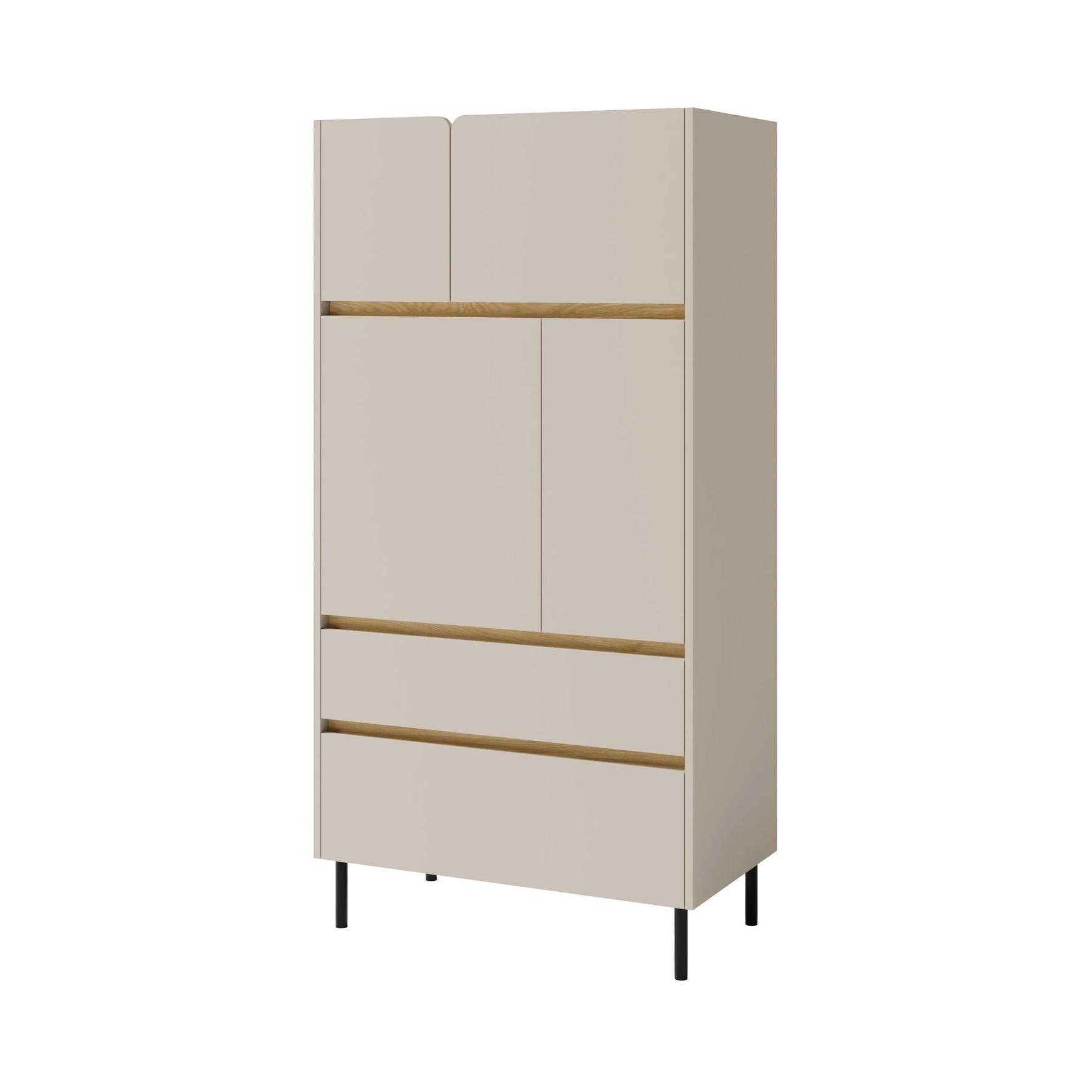 HIGHBOARD Lico mit 2 Schubalden und 4 Türen, Beige Sand - Beige, Holzwerkstoff (80/165/40cm) - Beautysofa