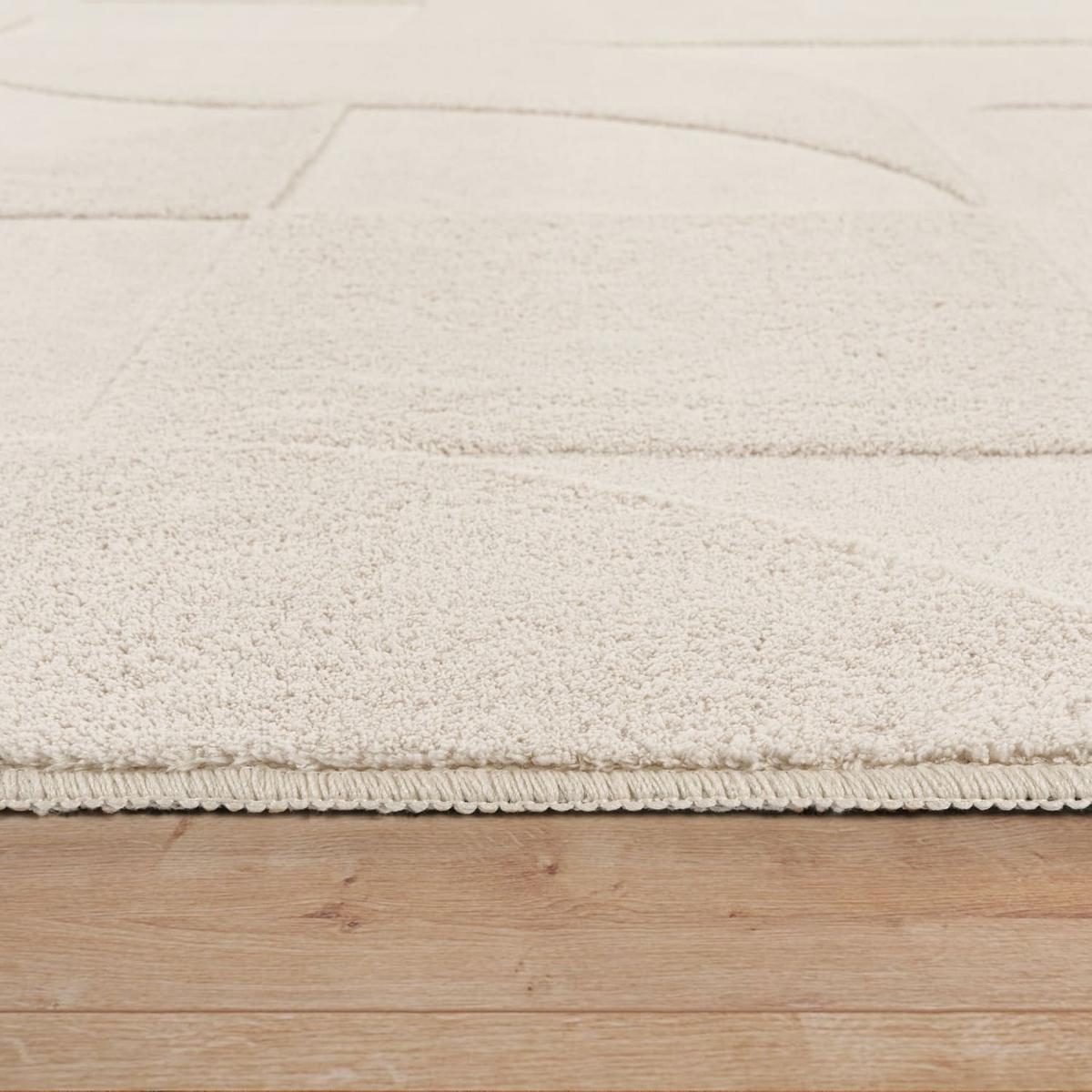 KURZFLORTEPPICH, mit Struktur, aus Polyester, Florhöhe 12 mm, Creme, 120 x 160 cm - Beige, Textil (160/120cm) - KADIMA DESIGN