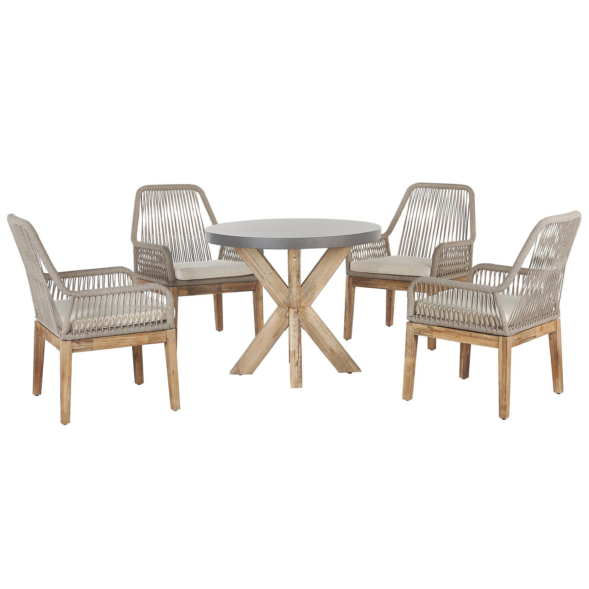 GARTENMÖBEL SET 4-Sitzer Faserzement grau 90 cm beige Olbia - Hellbraun/Beige, Stein - Beliani