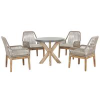GARTENMÖBEL SET 4-Sitzer Faserzement grau 90 cm beige Olbia - Hellbraun/Beige, Stein - Beliani