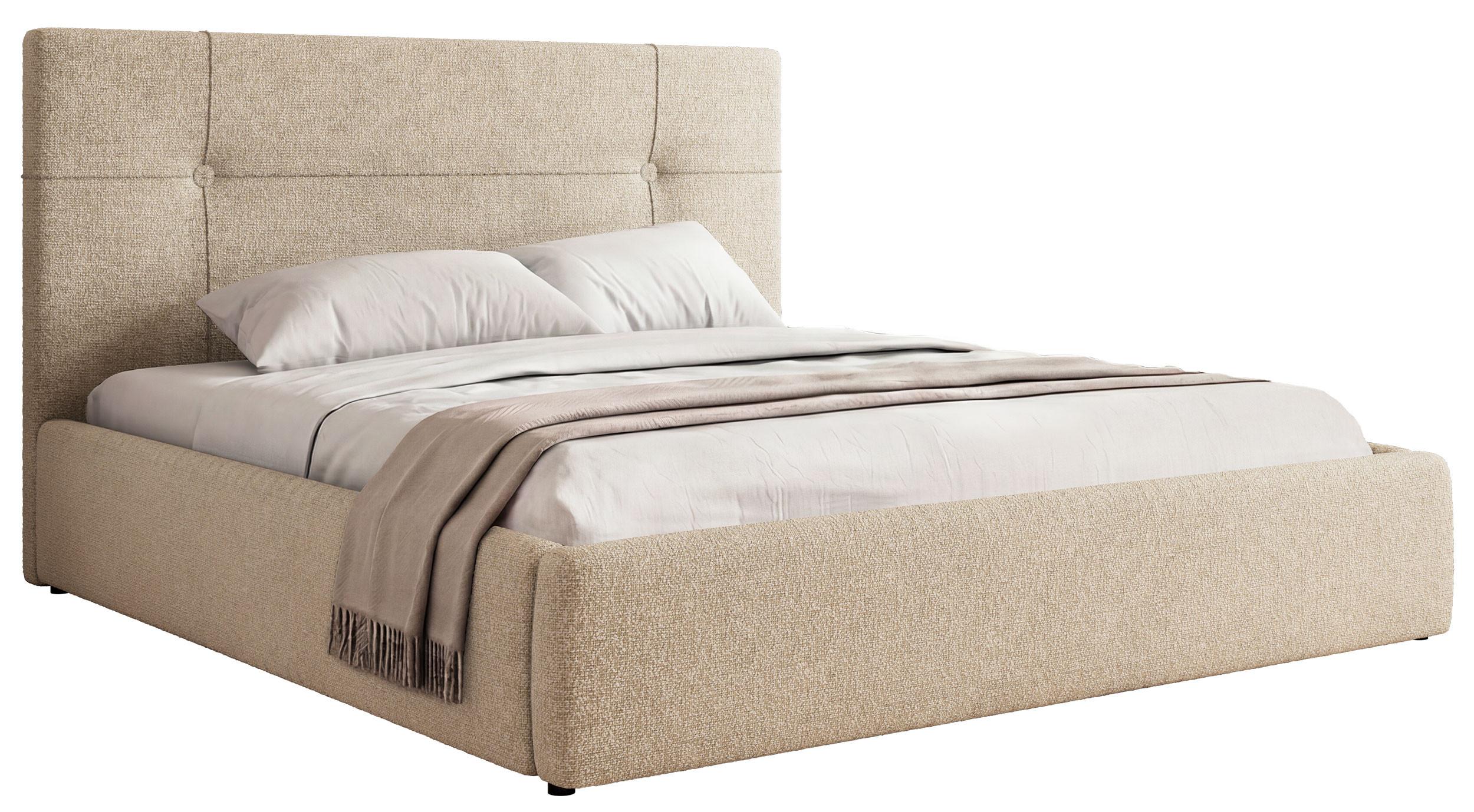 POLSTERBETT CALERIO CLASSIC 180/200 - Creme Stukture - Matratze Pocket - Creme/Schwarz, Kunststoff/Textil (180/200cm) - MKS