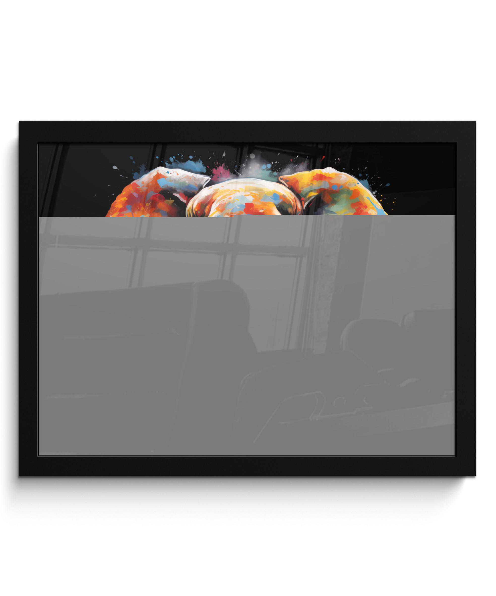 POSTER MIT RAHMEN Elefant - Graffiti - Schwarz - Tiere - Farben 40x30 cm - Schwarz, Papier (40/30cm) - MuchoWow
