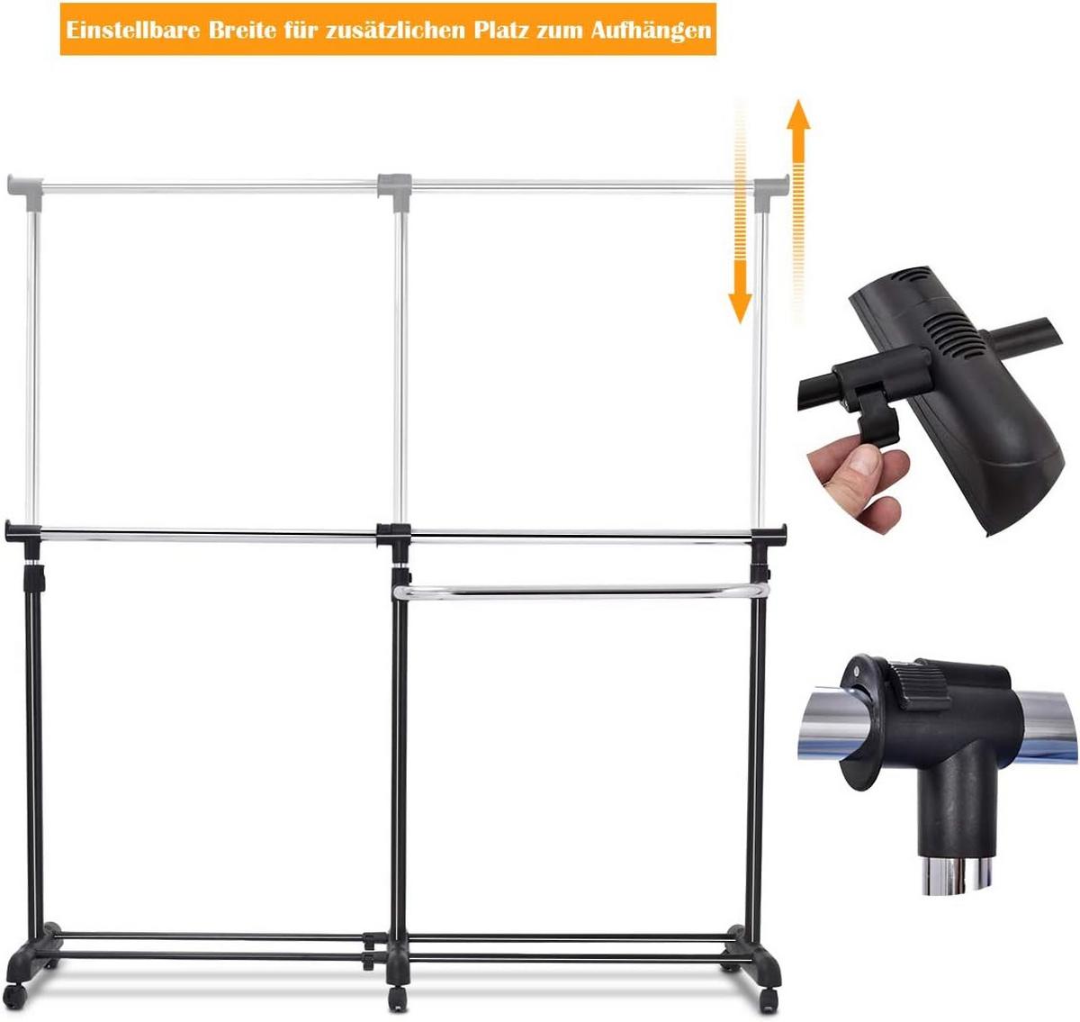 KLEIDERSTÄNDER 168cm Schwarz - Schwarz, Metall (157/168/44cm) - COSTWAY