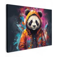 LEINWANDBILD Panda - Jacke - Graffiti - Orange Wandbild 40x30 cm - Orange, Textil (40/30cm) - MuchoWow