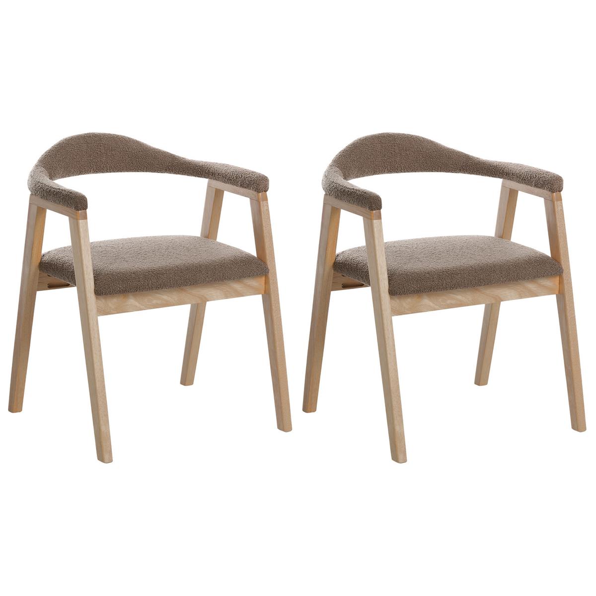 ESSZIMMERSTUHL 2er Set Holz Hellbraun/Taupe Oneco - Hellbraun, Holz (56/72/62cm) - Beliani