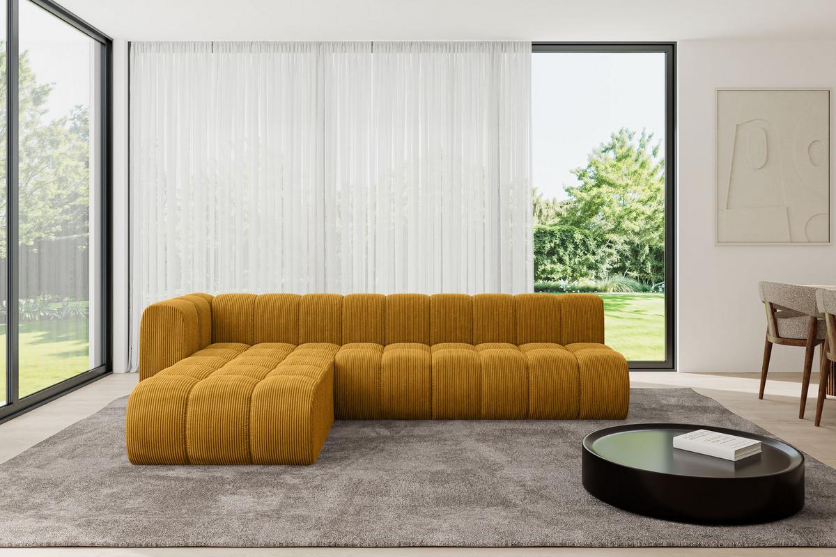 ECKSOFA modulares Sofa Darnel-L2 - 296x177x70 cm Senfgelb - Currygelb, Holzwerkstoff/Textil (296/177cm) - ALTDECOR