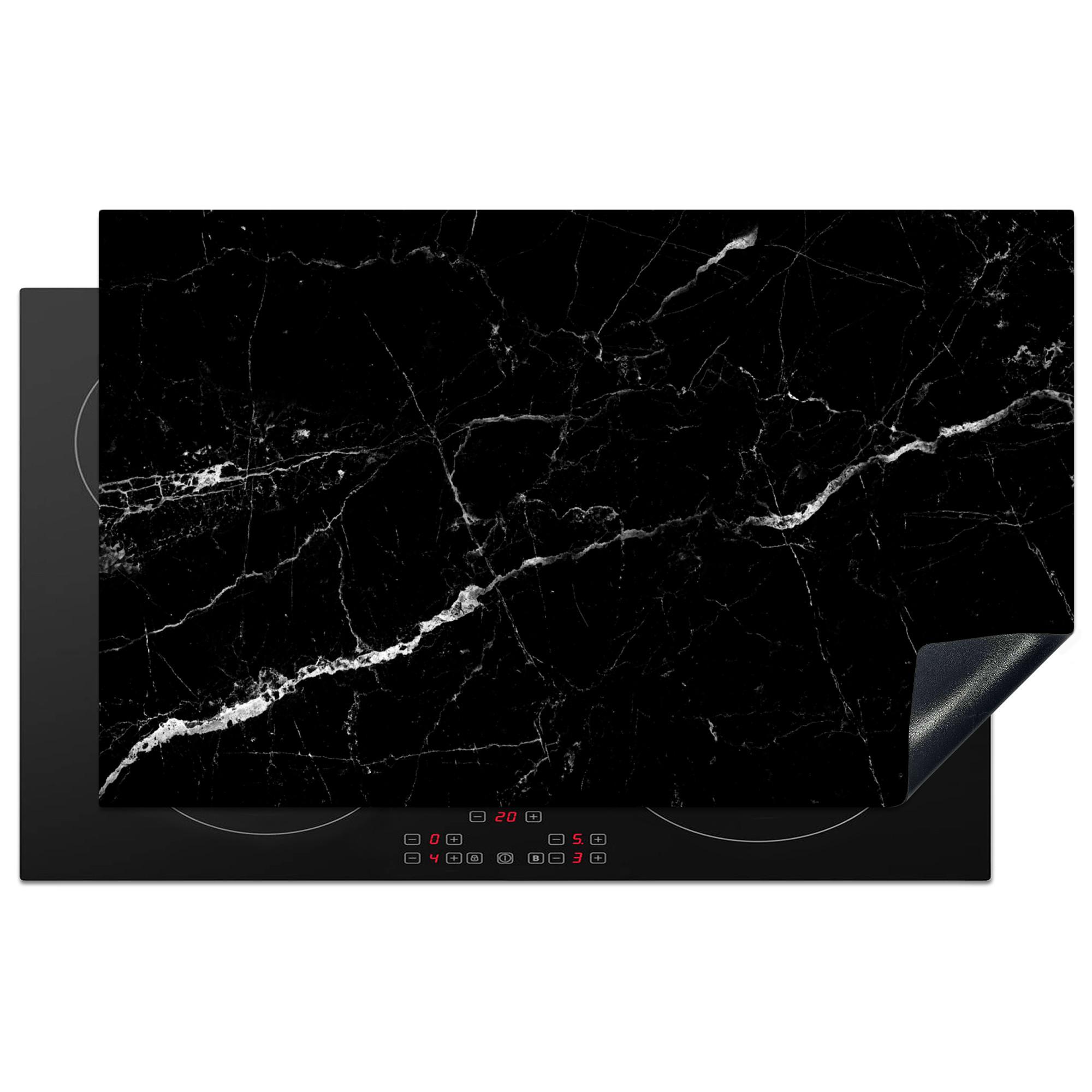 HERDABDECKPLATTE Marmoroptik - Schwarz - Luxus Ceranfeldabdeckung 85x52 cm - Grau, Kunststoff (85/52/0.2cm) - MuchoWow
