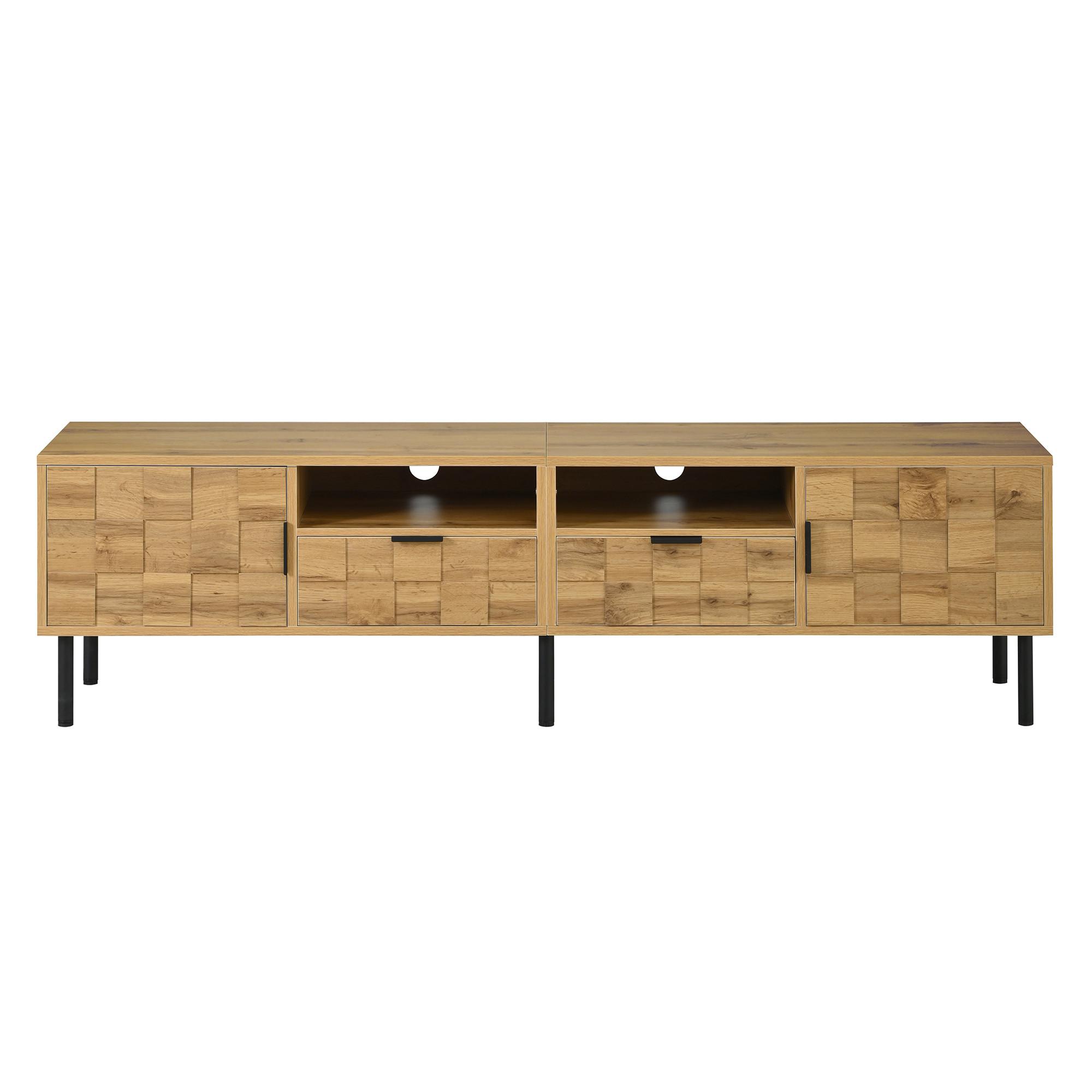TV-LOWBOARD eiche-optik 160 cm mit 2 schubladen & 2 türen - Naturfarben, Holzwerkstoff (160/42.5/35cm) - Urban Meuble