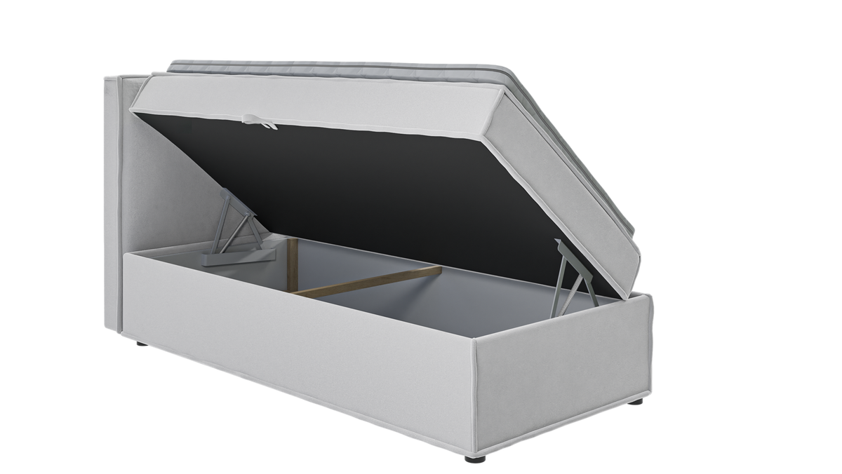 BOXBETT Eclipse 90/200 cm Silber Luxusmicrofaser - Silberfarben/Schwarz, Holz/Kunststoff (90/200cm) - S-Style Möbel