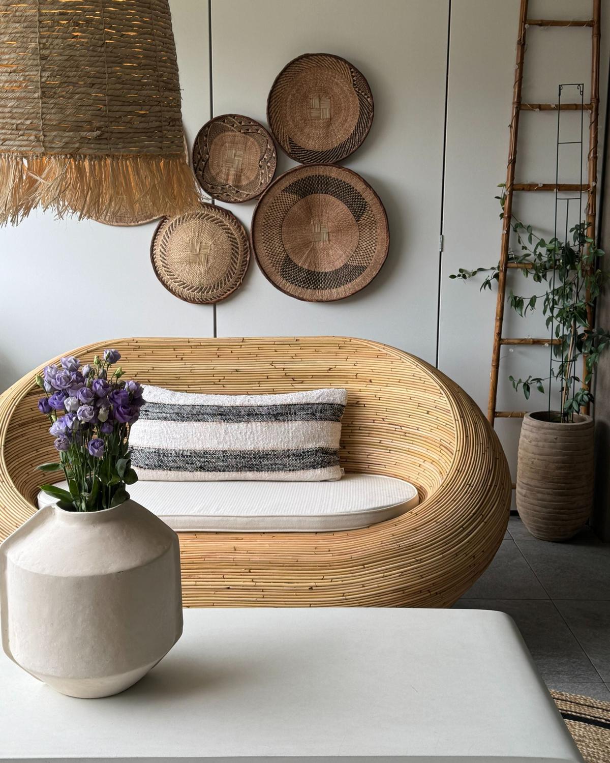 GARTENSOFA 2-Sitzer Naturfarben Maiori - Beige/Naturfarben, Naturmaterialien (180/88/110cm) - Beliani