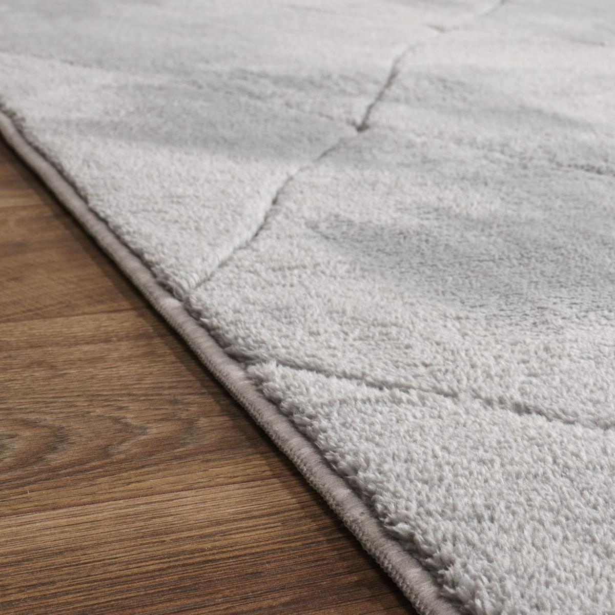 KURZFLORTEPPICH Waschbar, mit Rauten-Struktur, Grau, 120 x 160 cm - Grau, Textil (160/120cm) - KADIMA DESIGN