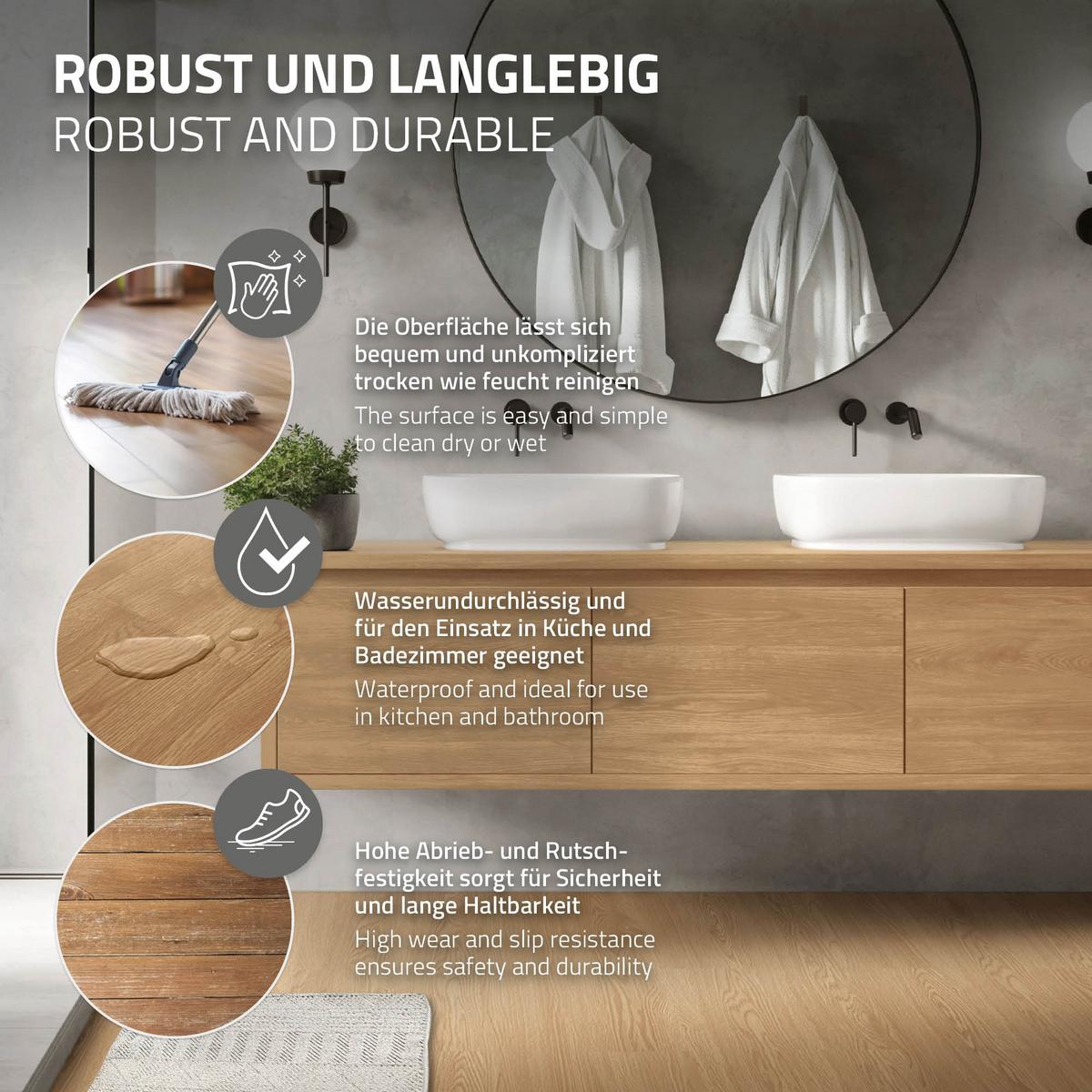 VINYLBODEN selbstklebend 2,23m²/16 Dielen Eiche Sundance - Hellbraun, Kunststoff (91.5/15.3/0.2cm) - ML-DESIGN