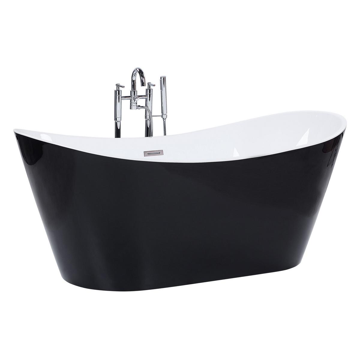 BADEWANNE FREISTEHEND 75x150x72 cm schwarz Antigua - Schwarz, Kunststoff (75/72/150cm) - Beliani