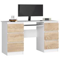 SCHREIBTISCH Weiß, Eiche Sonoma 77/135/50 - Weiß/Braun, Holzwerkstoff (135/60/77cm) - RAUMHIRSCH FURNITURE